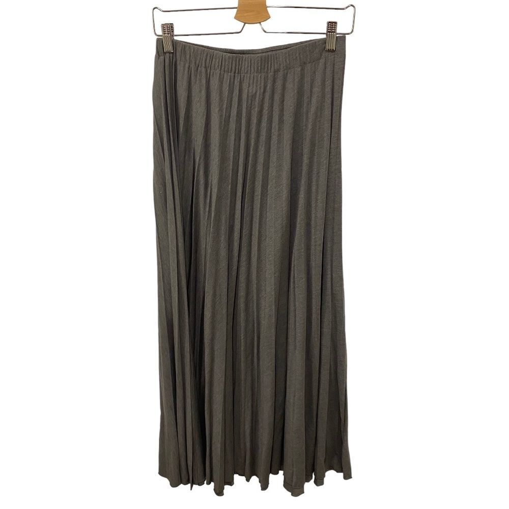 United Colors of Benetton Gray Pleated Maxi Skirt Elastic Waist Women's Small